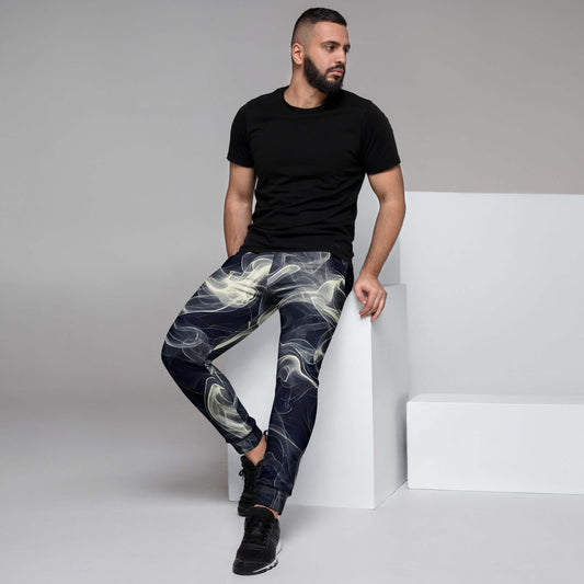 Smokey Men's Joggers for Comfort, a man in stylish joggers and black t-shirt, perfect for workouts and lounging.