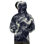 Smokey Unisex Hoodie for Stylish Streetwear Enthusiasts showcasing a swirling smoke pattern, perfect for urban fashion.