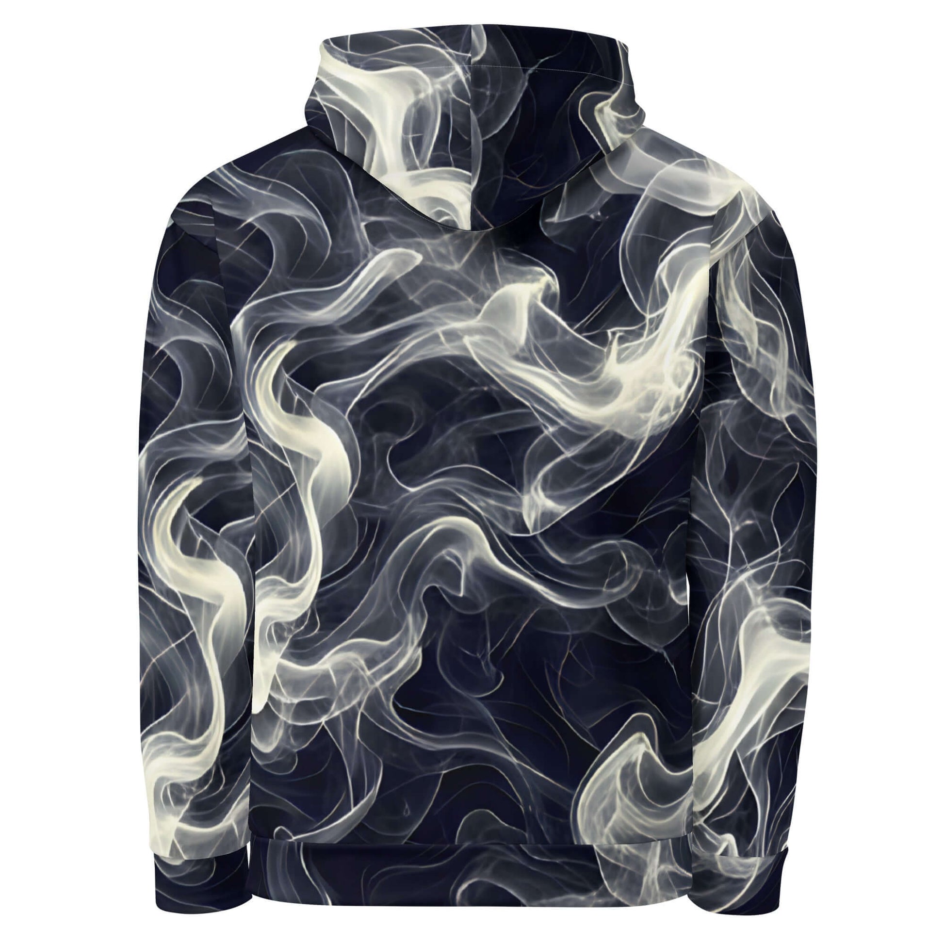 Smokey Unisex Hoodie for Stylish Streetwear Enthusiasts featuring a vibrant smoke design on a dark background.