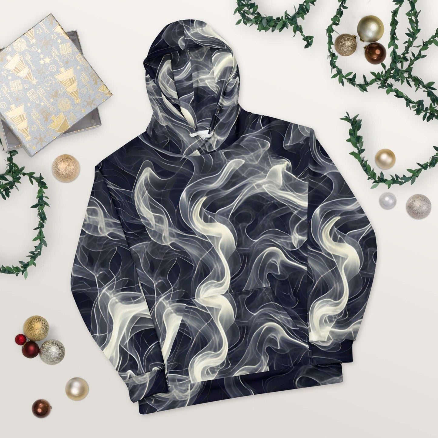 Smokey Unisex Hoodie for Stylish Streetwear Enthusiasts with a vibrant smoke print design.