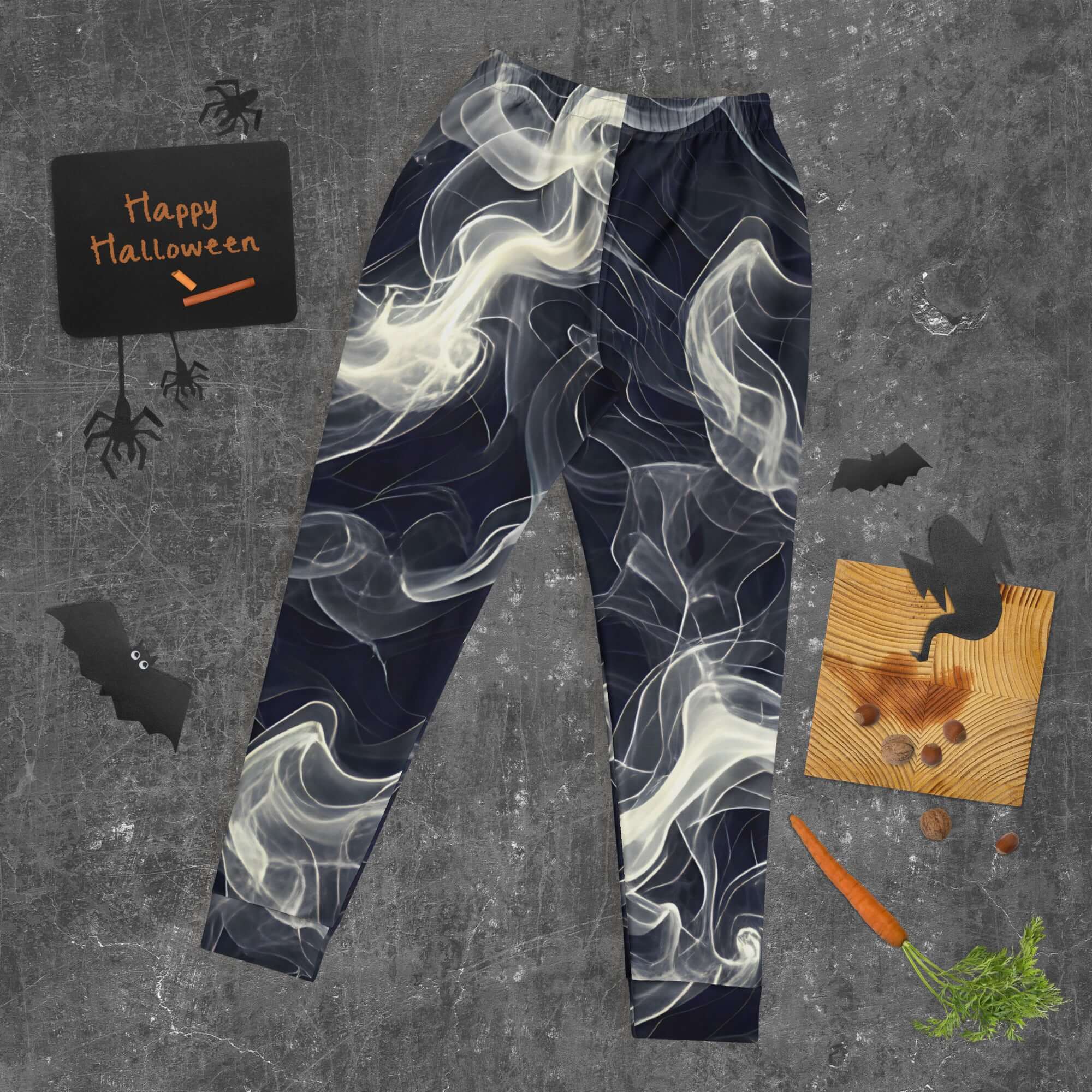 Smokey Women's Joggers Comfort Meets Style in Streetwear with a stylish smoky design for Halloween.
