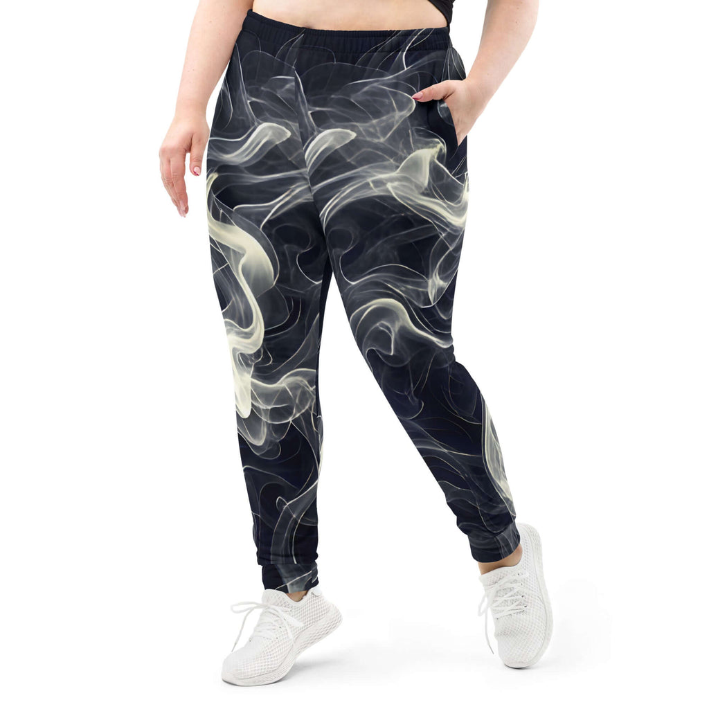 Smokey Women's Joggers Comfort Meets Style in Streetwear featuring a stylish smoke design and side pockets.