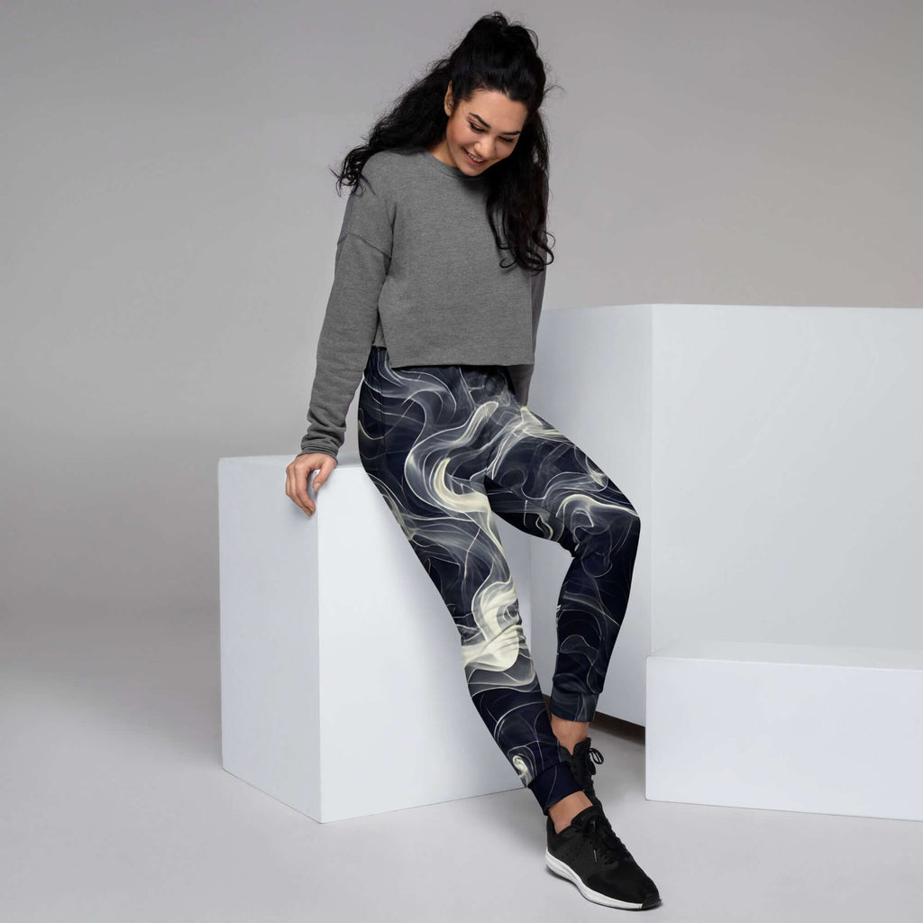 Smokey Women's Joggers Comfort Meets Style in Streetwear with a model smiling, wearing a cozy outfit.