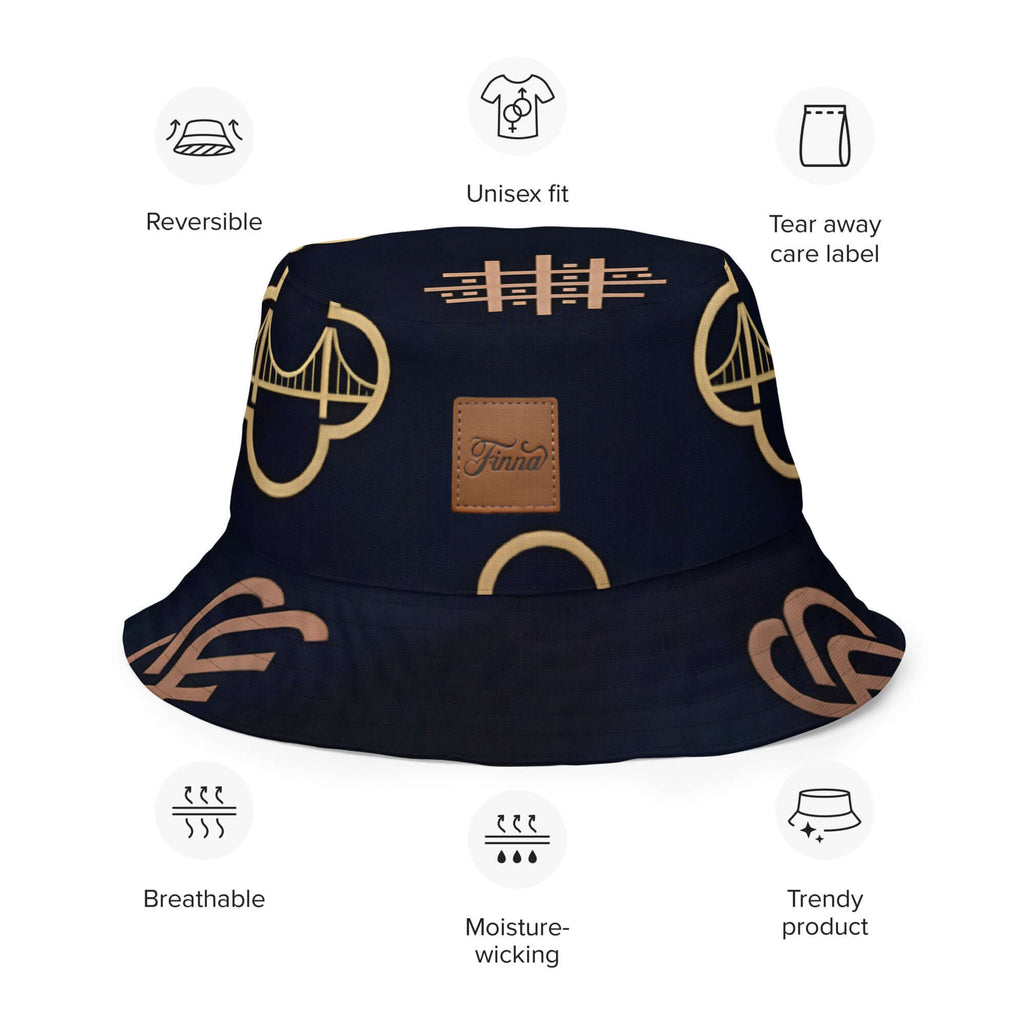 Smokey/Finnafine reversible bucket hat streetwear featuring unique patterns and breathable fabric for comfort.