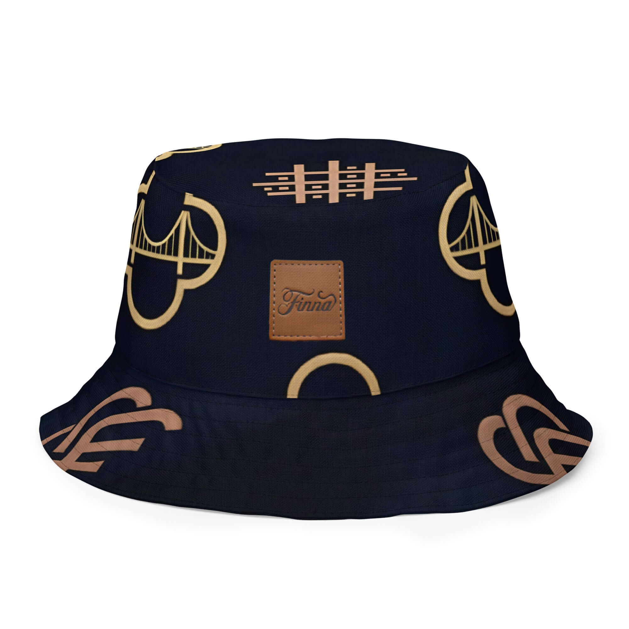 Smokey/Finna reversible bucket hat streetwear featuring stylish patterns on a dark background.