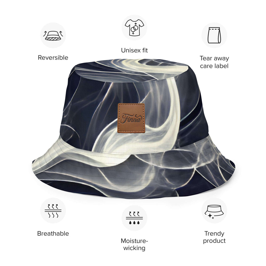 Reversible bucket hat streetwear featuring unisex fit, breathable fabric, and trendy design with tear away care label.