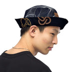 Young person wearing a reversible bucket hat streetwear featuring unique patterns for versatile style.
