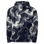 Smokey Unisex Cotton Hoodie - Comfort Meets Style with a swirling smoke design on a navy background.