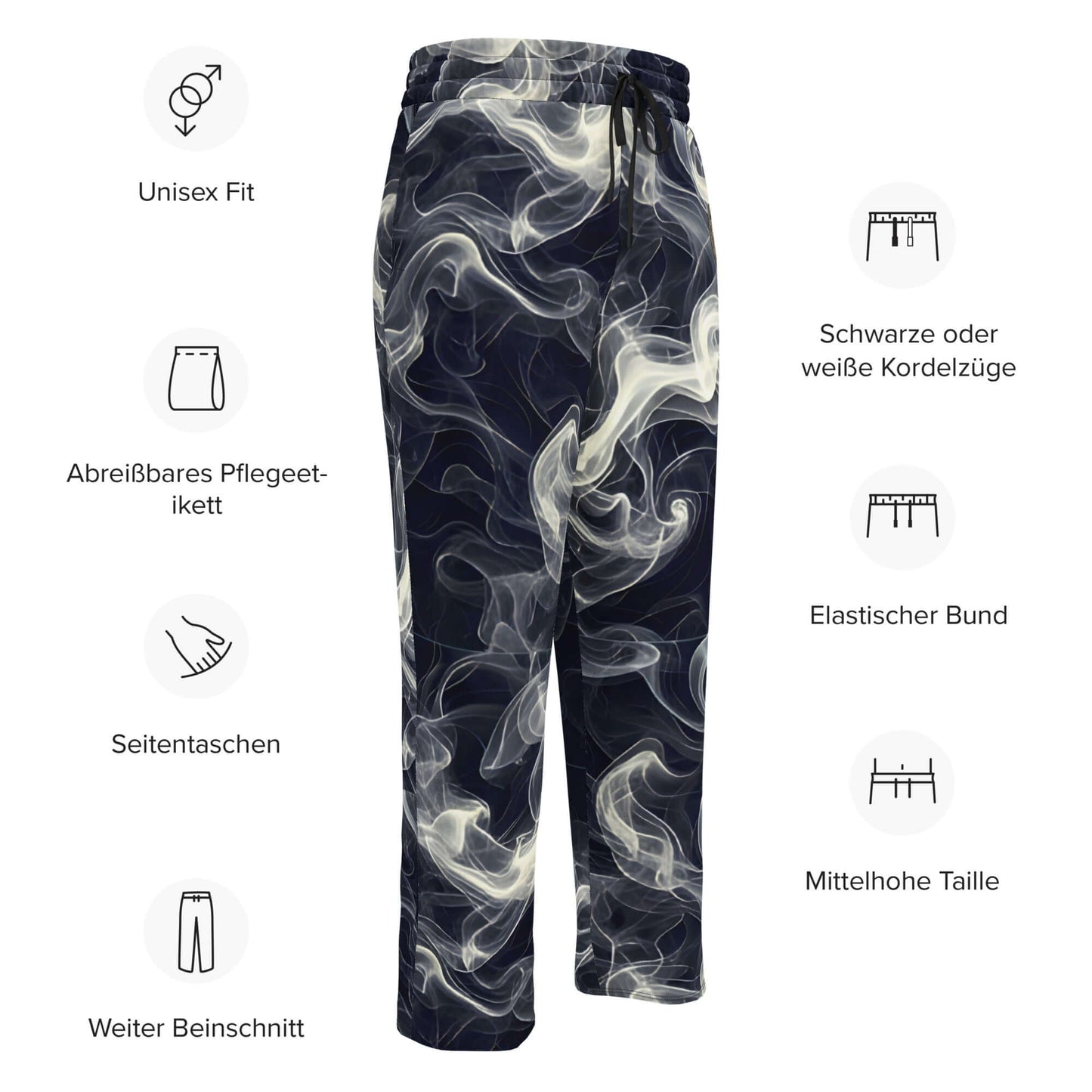 Smokey Wide-leg Joggers for Effortless Streetwear Style with unisex fit, side pockets, and elastic waistband.