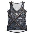 art deco women cotton tank top featuring an intricate filigree design in dark tones.
