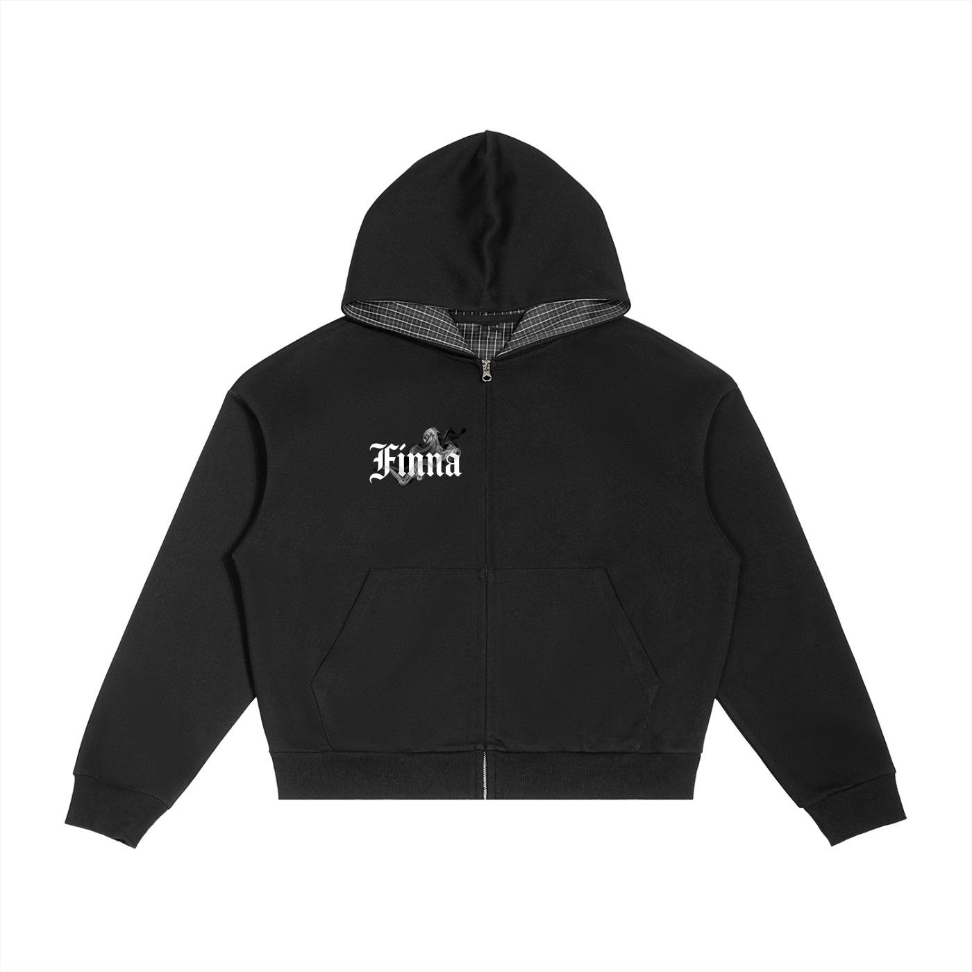 Coldstone: Contrast Plaid Boxy Zip Hoodie - Finna Street Wear bay area streetwear
