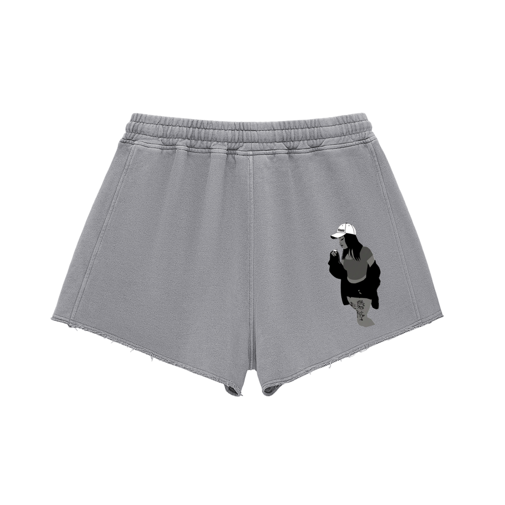 Snow Washed Raw Edge Drawstring Shorts - Finna Street Wear bay area streetwear