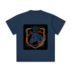 Spronkey Unisex Lightweight Oversized T-Shirt featuring a unicorn graphic and crown design on a gray background.