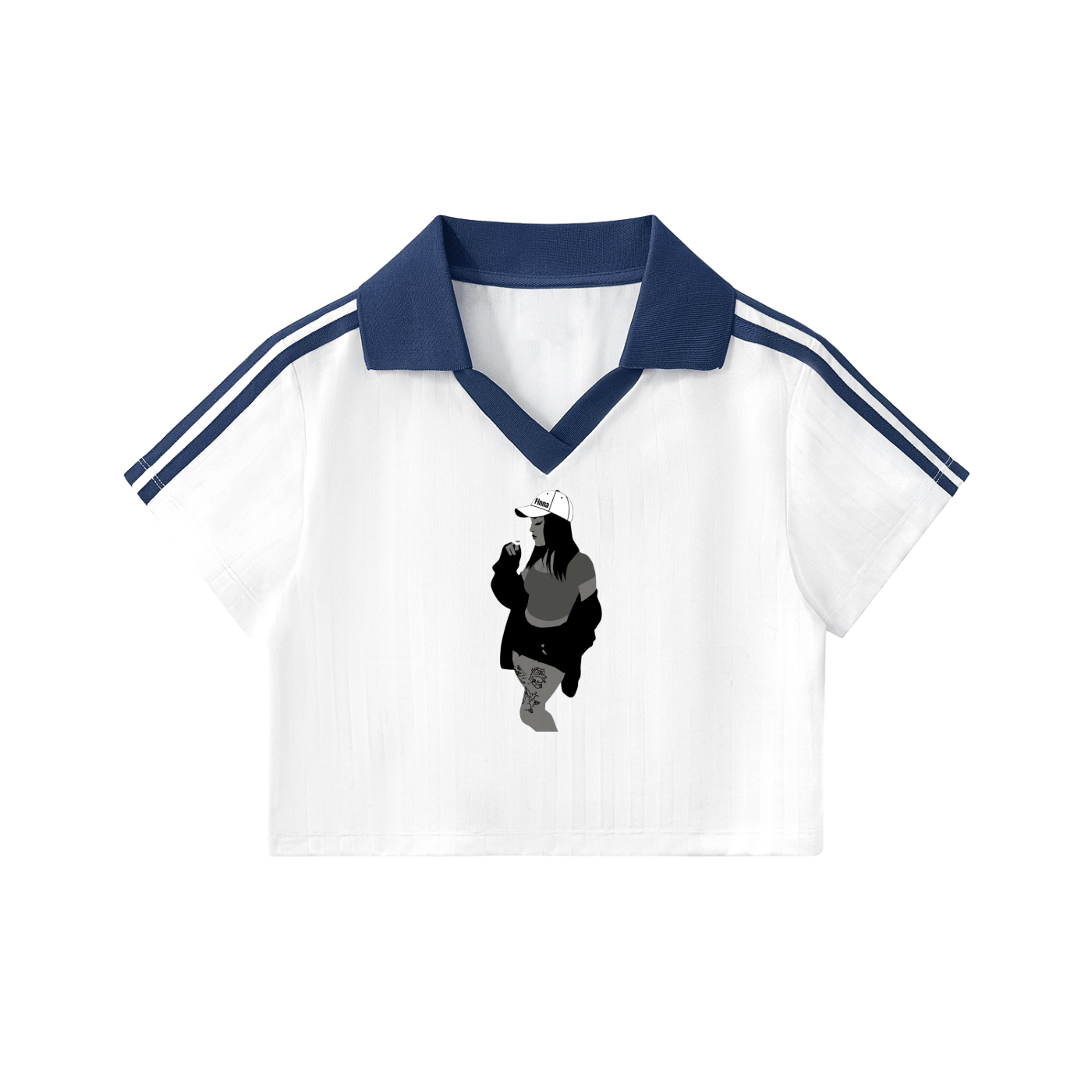 Homegirl: Contrast Collar Striped Cropped Jersey - Finna Street Wear bay area streetwear