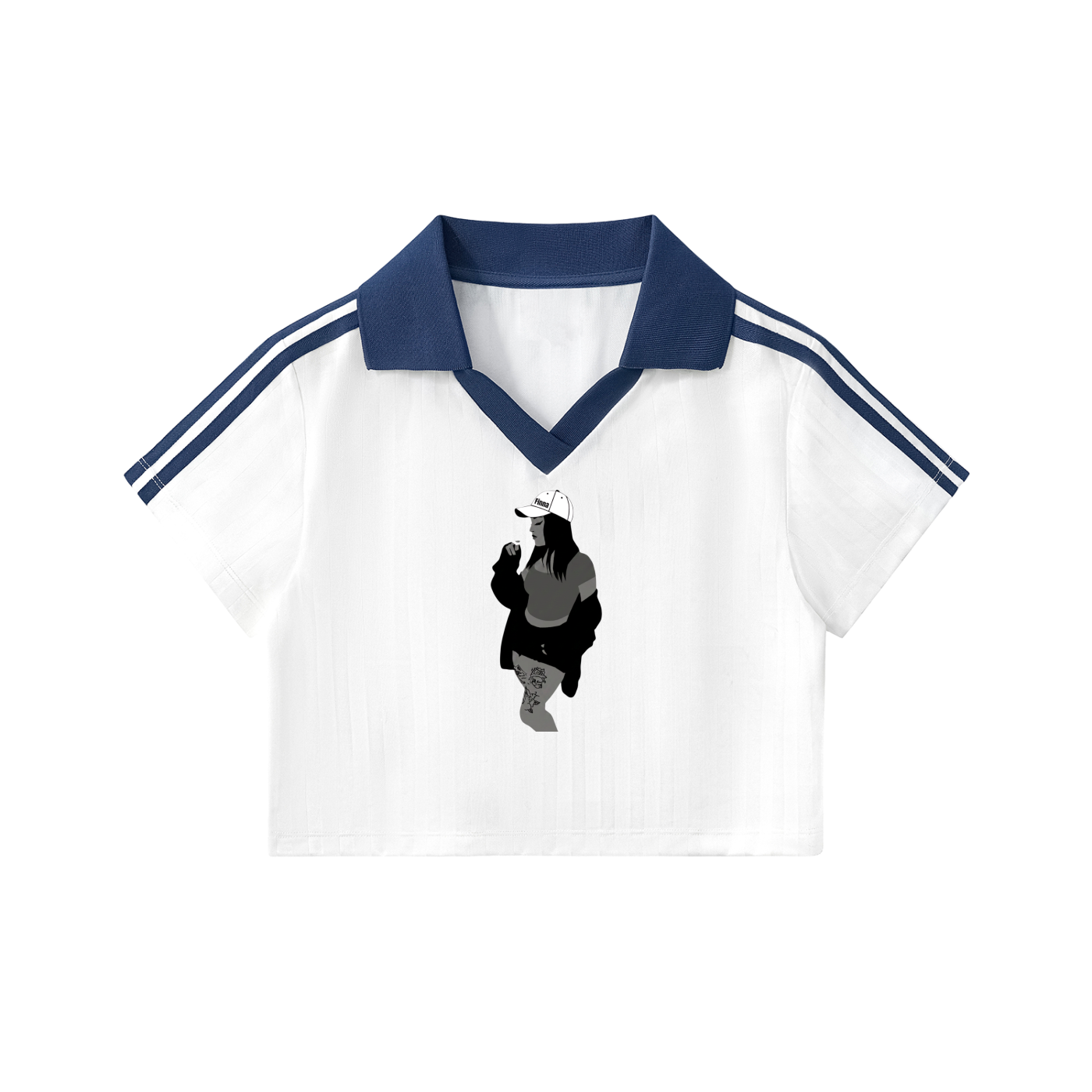 Homegirl: Contrast Collar Striped Cropped Jersey - Finna Street Wear bay area streetwear