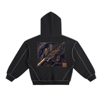 Goldpen Contrast-Stitched Boxy Fleece Hoodie