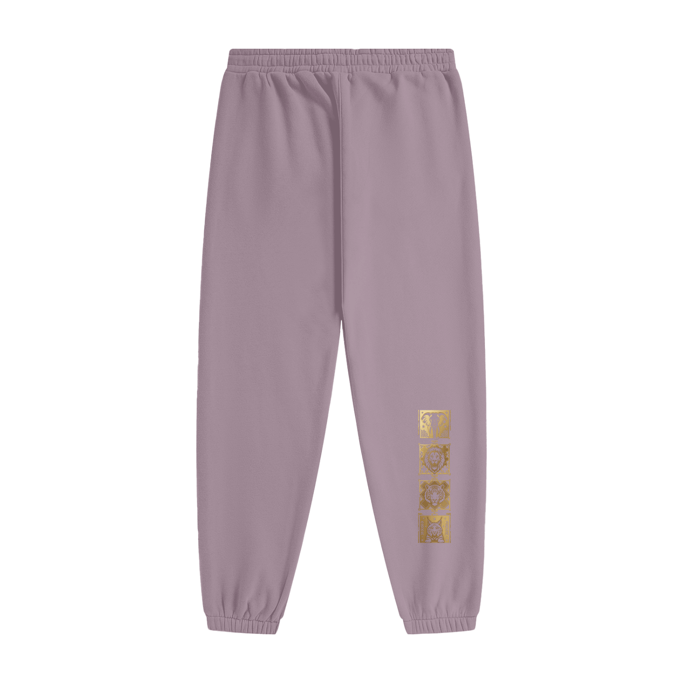 Goldfiore Unisex Heavyweight Fleece Joggers in lavender with stylish gold graphic details.