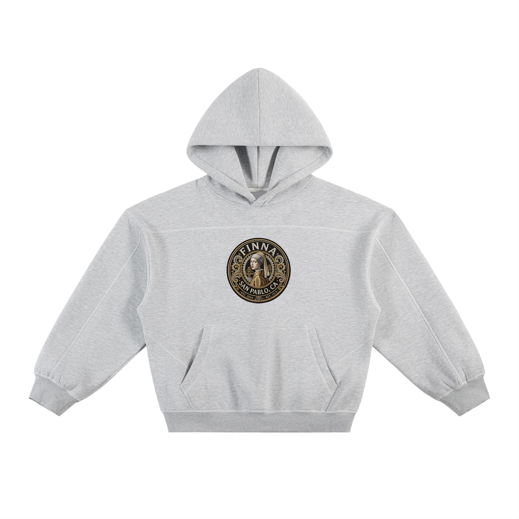 Goldpen: Contrast-Stitched Boxy Fleece Hoodie