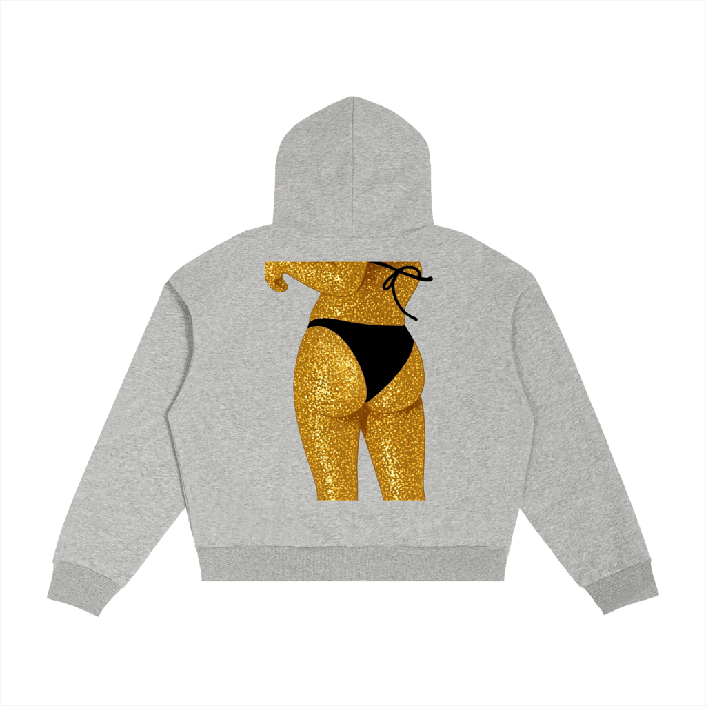 Goldenhind: Contrast Plaid Boxy Zip Hoodie - Finna Street Wear bay area streetwear