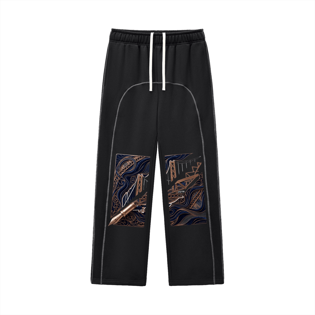 Goldpen Contrast-Stitched Fleece Sweatpants