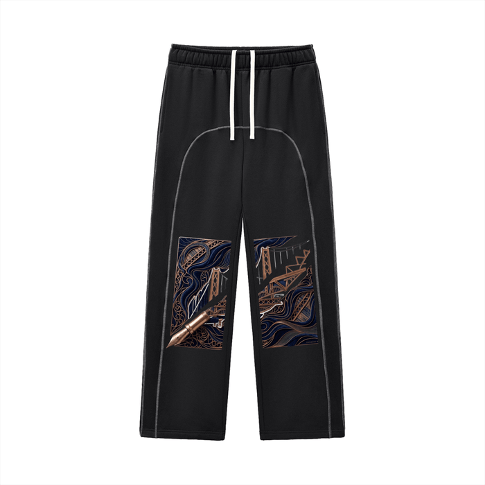 Goldpen Contrast-Stitched Fleece Sweatpants - Black