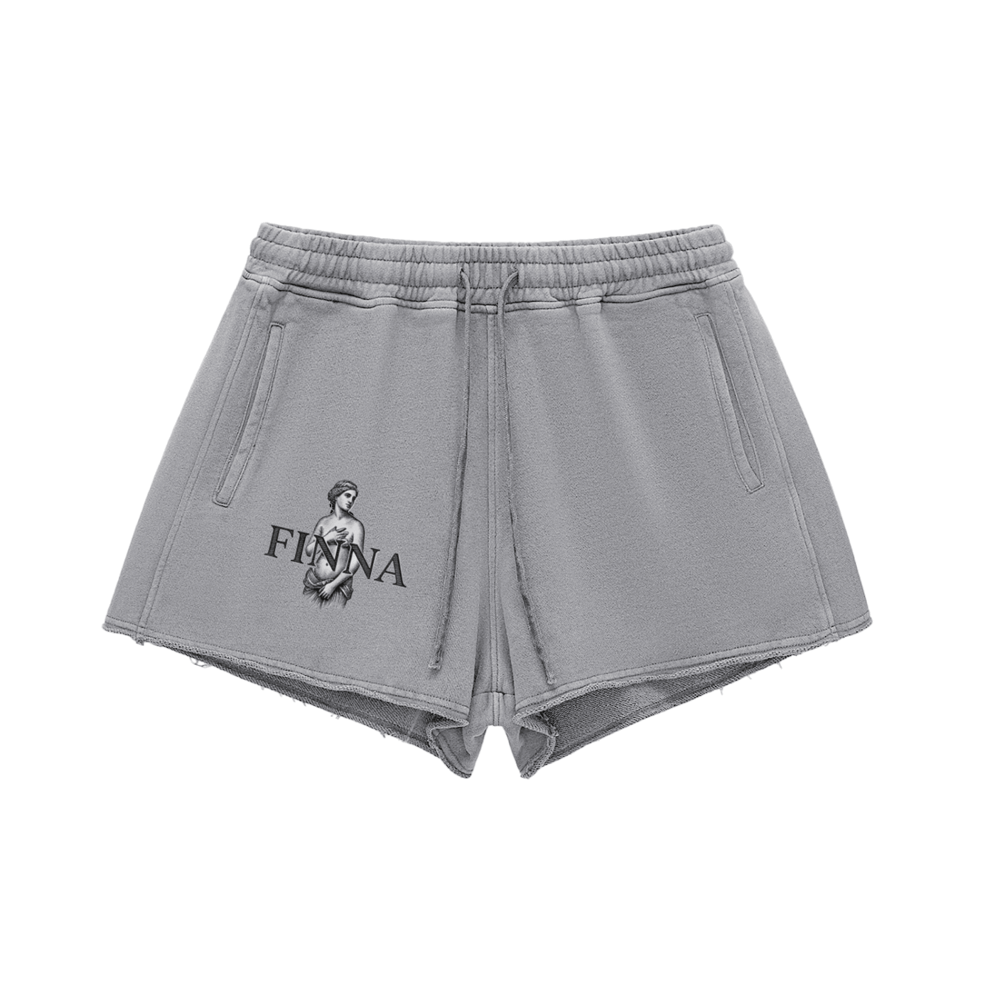 Snow Washed Raw Edge Drawstring Shorts - Finna Street Wear bay area streetwear