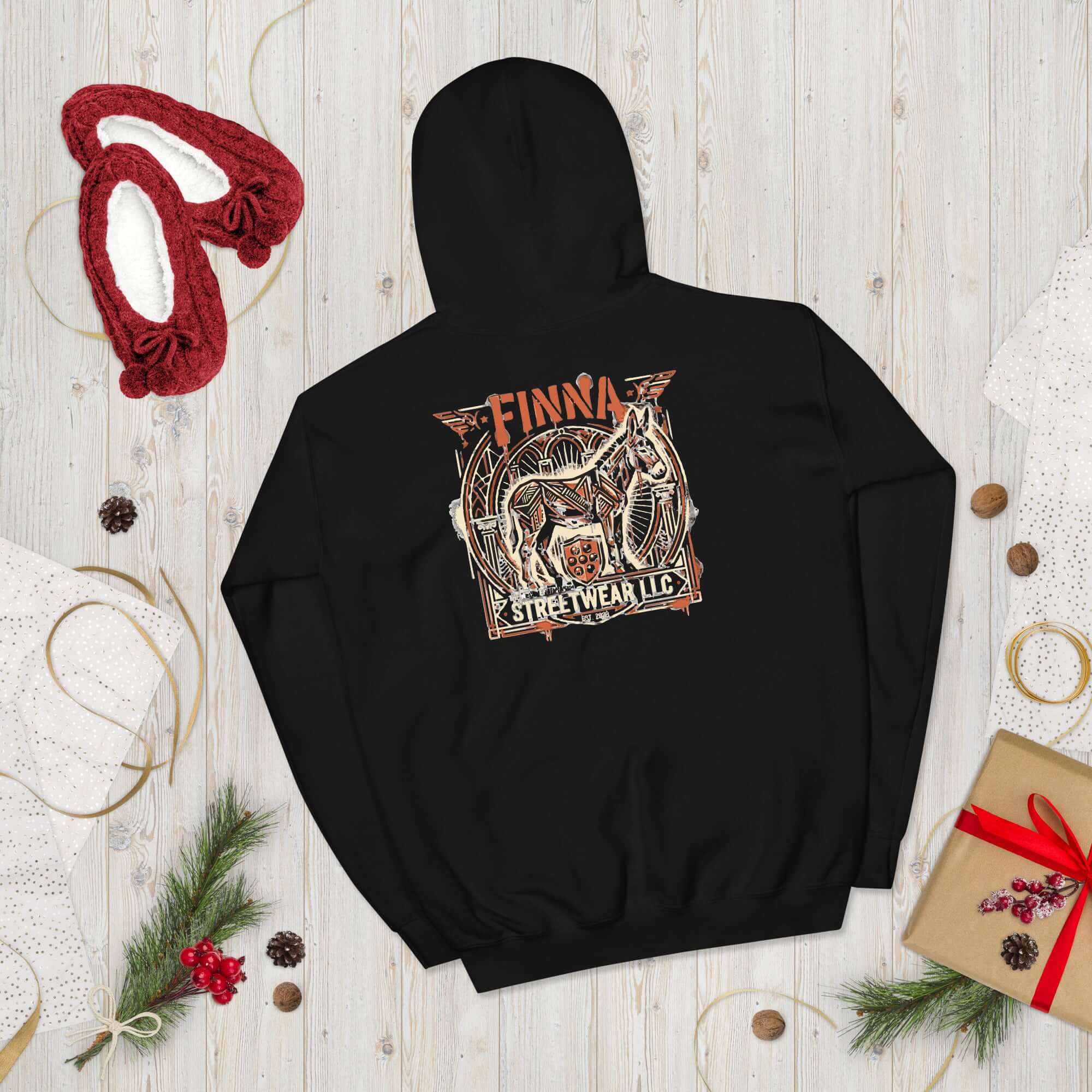 Lynxdonk Unisex Hoodie Cozy and Stylish Essential featuring a unique design in black with a stylish graphic on the back.