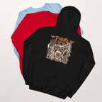 Lynxdonk Unisex Hoodie Cozy and Stylish Essential displayed with black, red, and blue variants featuring streetwear design.