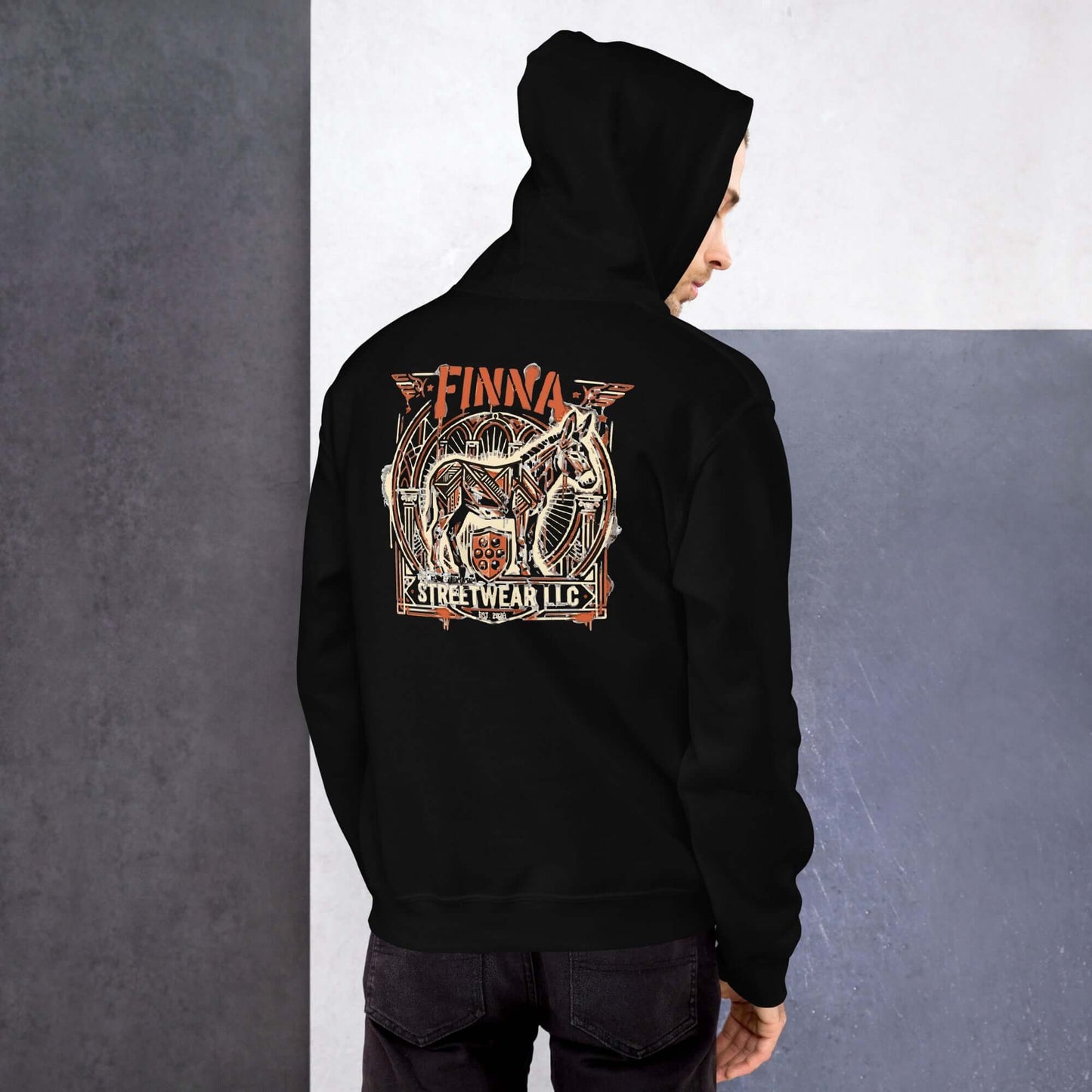 Lynxdonk Unisex Hoodie Cozy and Stylish Essential displayed with a unique graphic design on the back.