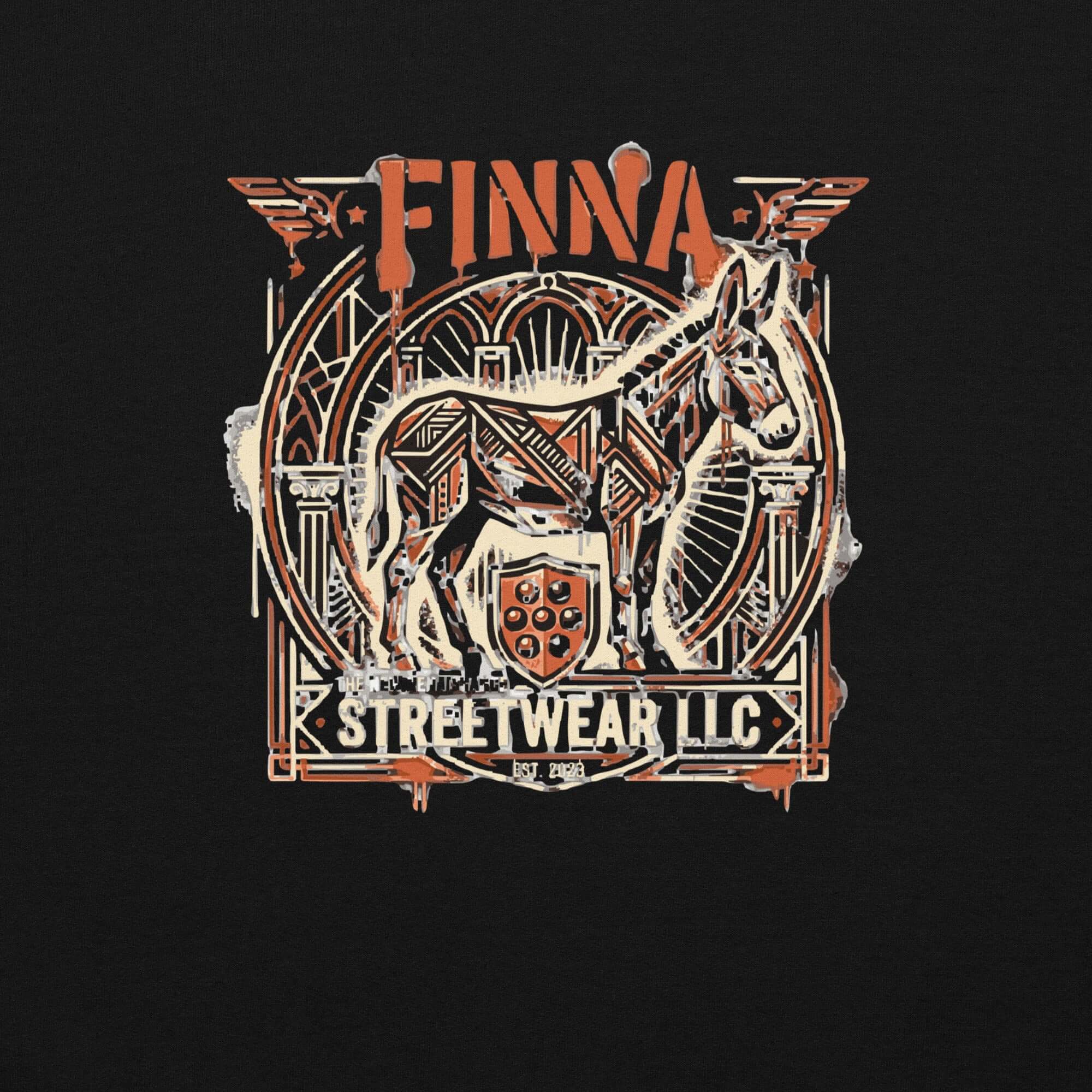 Lynxdonk Unisex Hoodie Cozy and Stylish Essential design featuring a graphic logo on a black background.