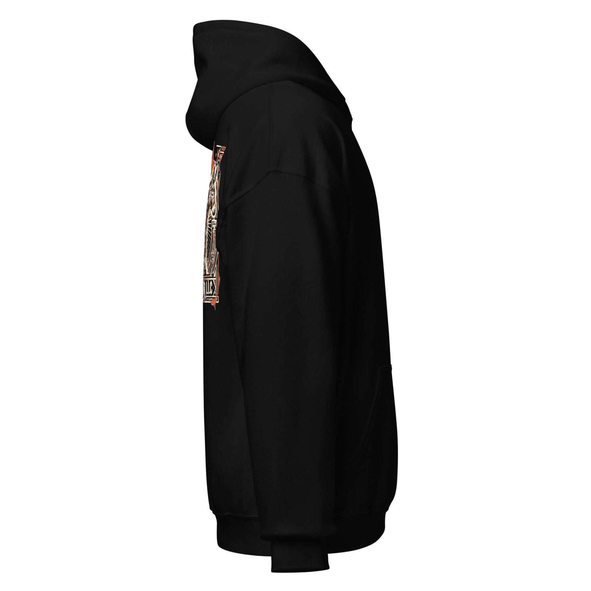 Lynxdonk Unisex Hoodie Cozy and Stylish Essential side view showcasing soft fabric and double-lined hood.