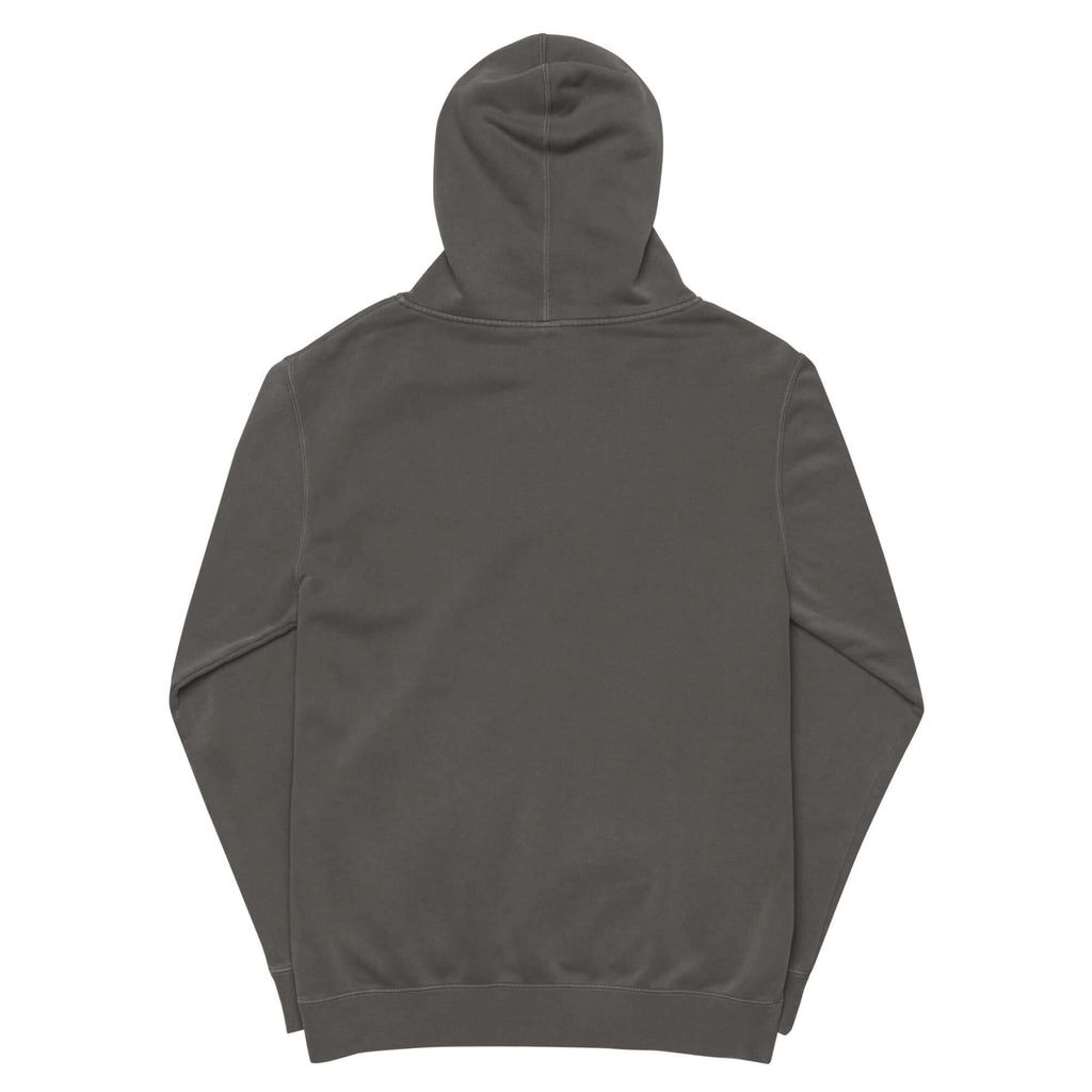 LynxDonkey Unisex pigment-dyed hoodie back view showcasing soft fabric and comfortable design.