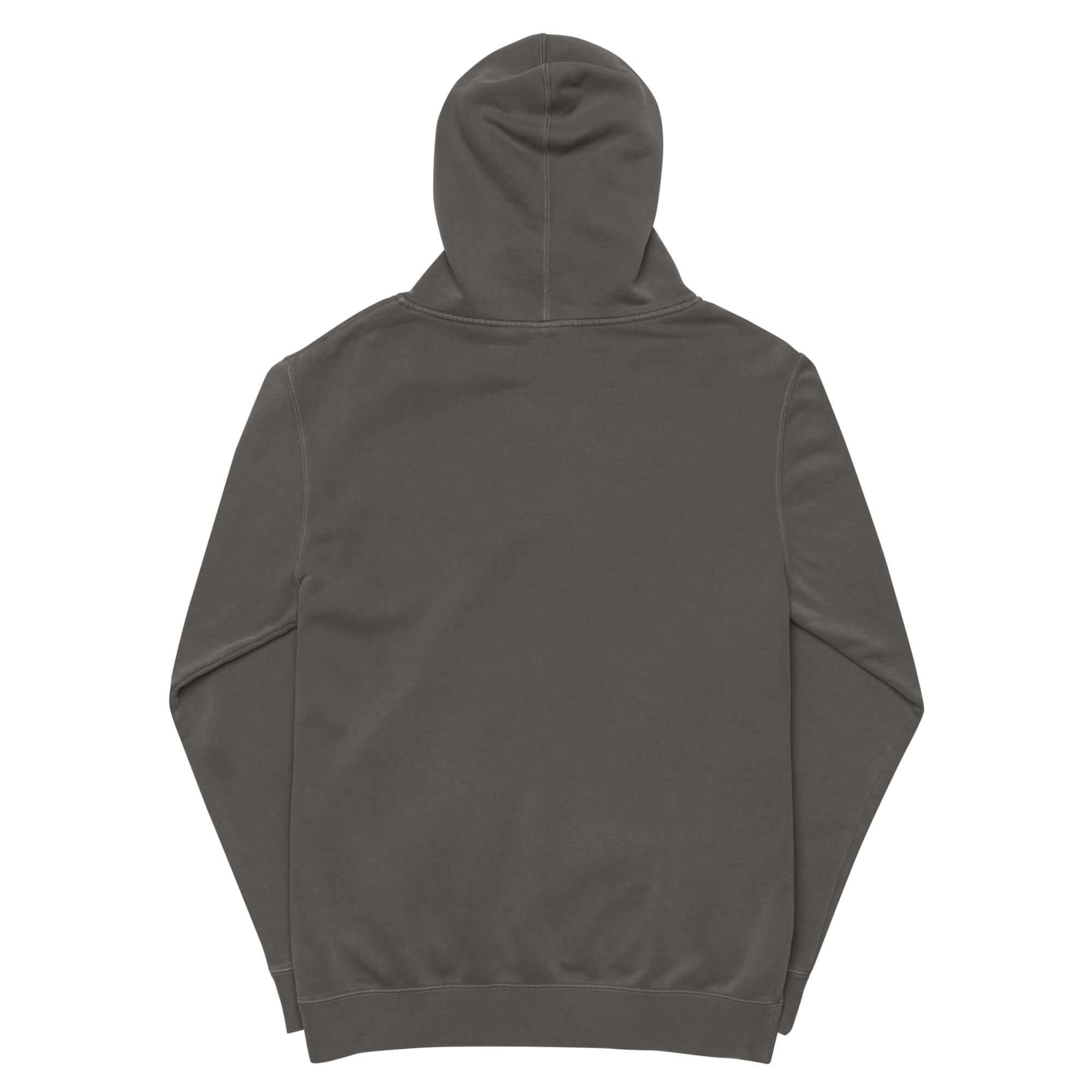 LynxDonkey Unisex pigment-dyed hoodie back view showcasing soft fabric and comfortable design.