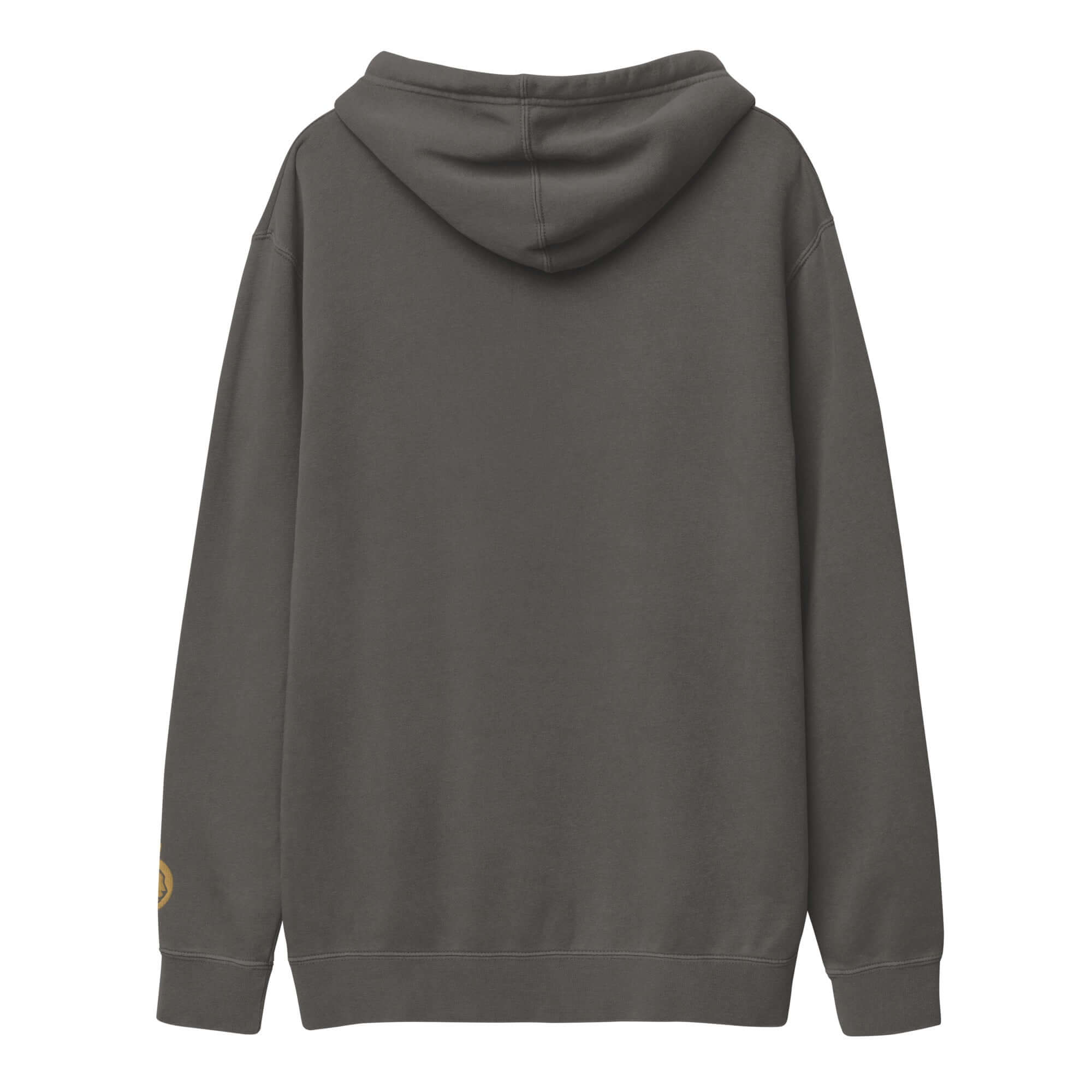 Back view of the LynxDonkey Unisex pigment-dyed hoodie in gray, showcasing its stylish design and unique pigment-dye.