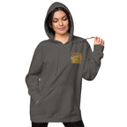 LynxDonkey Unisex pigment-dyed hoodie model showcasing its unique vintage design and comfortable fit.