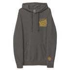 LynxDonkey Unisex pigment-dyed hoodie in vintage grey with unique design and front pocket.